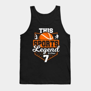 Kids This Sports Legend Is Now 7 Basketball Game 7Th Birthday Tank Top